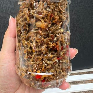 Khô cá cơm mồm rim top mỡ vị cay mặn - 1 hủ 200gr