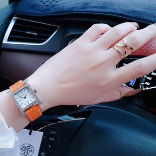 ĐỒNG HỒ NỮ CAO CẤP HEMES DÂY DA MẶT TIA NIỀNG ĐÁ BẠC