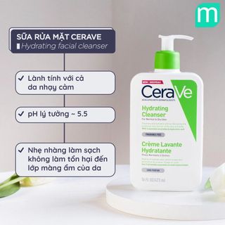 Sữa rửa mặt CeraVe Hydrating Cleanser sạch sâu cho da thường và da khô chai 473g