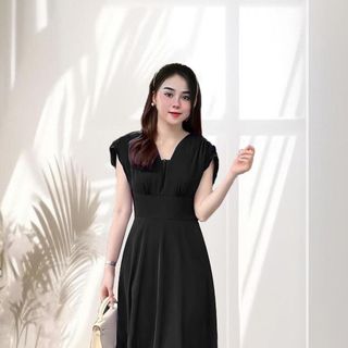 Đầm maxi cổ v nhúng tay sang trọng hàng cao cấp