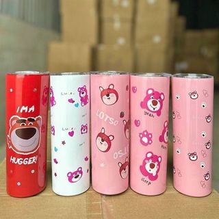 Ly Giữ Nhiệt Inox 600ml Mix Nhiều Hình Gấu Dâu