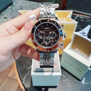 ĐỒNG HỒ NAM CAO CẤP M KORS 8725 CHONOGRAP DÂY THÉP BẠC MẶT ĐEN