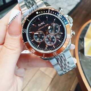 ĐỒNG HỒ NAM CAO CẤP M KORS 8725 CHONOGRAP DÂY THÉP BẠC MẶT ĐEN