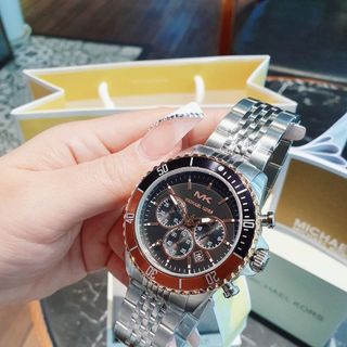 ĐỒNG HỒ NAM CAO CẤP M KORS 8725 CHONOGRAP DÂY THÉP BẠC MẶT ĐEN
