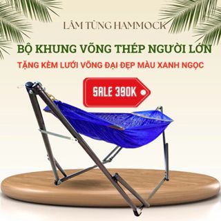 Bộ võng xếp khung tròn sơn tĩnh điện kèm mặt lưới cao cấp cỡ lớn giá sỉ