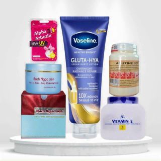 ( 9 hãng) Combo kem trộn trắng nhanh cấp tốc B.Ngọc Liên Vaseline 10x trắng siêu nhanh cho da chai lì khó trắng hàng chính hãng