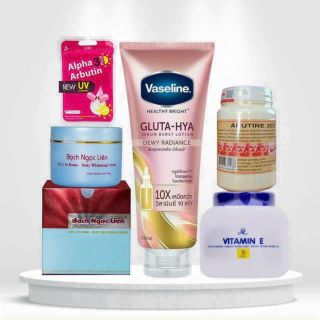 ( 9 hãng) Combo kem trộn trắng nhanh cấp tốc B.Ngọc Liên Vaseline 10x trắng siêu nhanh cho da chai lì khó trắng hàng chính hãng