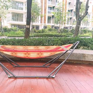 Bộ võng xếp khung tròn sơn tĩnh điện kèm mặt lưới cao cấp cỡ lớn