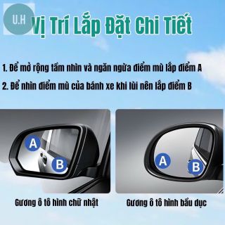 Gương Cầu Lồi Cặp gương cầu lồi mini hít chân kính ô tô xoay 360 đảm bảo an toàn khi di chuyển