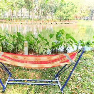 Bộ võng xếp khung vuông sơn tĩnh điện kèm mặt lưới cao cấp cỡ lớn