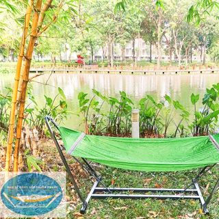 Bộ võng xếp khung vuông sơn tĩnh điện kèm mặt lưới cao cấp cỡ lớn