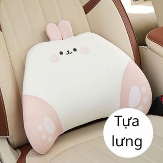 Gối Tựa Đầu Và Tựa Lưng Chất Liệu Cao Su Non Hình Thỏ Hồng Hoạt Hình Dễ Thương Cho Xe Hơi