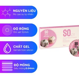 Bao cao su So 4 in 1 gai sọc, kéo dài, hương vani 1 hộp 12 cái