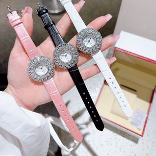 ĐỒNG HỒ NỮ TRUNG CẤP DYOR DÂY DA MẶT VIỀN PHA LÊ NHƯ 1 ĐOÁ HOA 1
