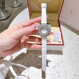 ĐỒNG HỒ NỮ TRUNG CẤP DYOR DÂY DA MẶT VIỀN PHA LÊ NHƯ 1 ĐOÁ HOA 1