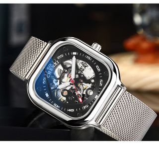 ĐỒNG HỒ NAM MẶT VUÔNG CHENXI AUTO CƠ DÂY THÉP NHUYỄN CHÍNH HÃNG