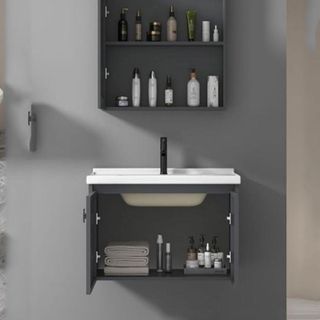 Bộ tủ lavabo treo tường bằng nhôm sang trọng kích thước 60x47 model T10N
