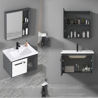 Bộ tủ lavabo treo tường bằng nhôm sang trọng kích thước 60x47 model T10N