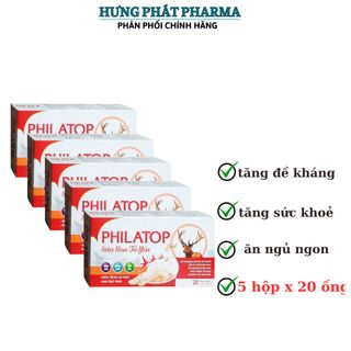 Combo 5 hộp Philatop Sữa Non Tổ Yến Gold giúp ăn ngủ ngon, tăng sức khoẻ ( 5 hộp x 20 ống ) giá sỉ