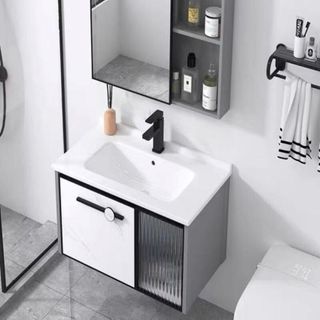 Bộ tủ lavabo treo tường bằng nhôm sang trọng kích thước 60x47 model T10N giá sỉ