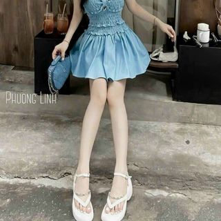 ÁO DÂY JEAN NƠ NHÚN FORM DÀI - LÊ PHƯƠNG BOUTIQUE