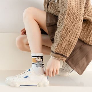 Tất Vớ Nam Nữ Hình Bé Bút Chì Shin Chất Liệu Cotton Hàn Co Giãn Bốn Chiều, Thấm Hút Mồ Hôi, Phong Cách Trẻ Trung