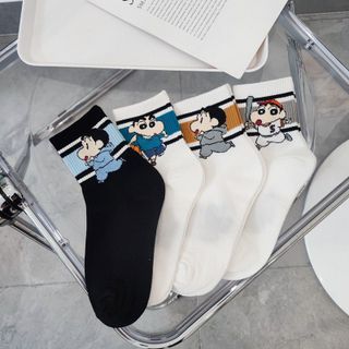 Tất Vớ Nam Nữ Hình Bé Bút Chì Shin Chất Liệu Cotton Hàn Co Giãn Bốn Chiều, Thấm Hút Mồ Hôi, Phong Cách Trẻ Trung
