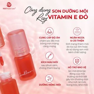 SON DƯỠNG MÔI VITAMIN E ĐỎ ROSY HỖ TRỢ GIẢM THÂM, KÍCH MÀU MÔI SAU PHUN XĂM