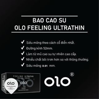 Bao cao su olo đen Feeling Ultrathin siêu mỏng 0.01mm, bcs kéo dài thời gian, X2 gel bôi trơn, hộp 10bcs