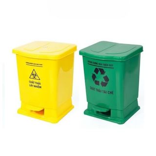 THÙNG RÁC ĐẠP CHÂN Y TẾ DUNG TÍCH 15L , MÀU XANH, VÀNG CÓ IN CHỮ, DÙNG PHÂN LOẠI RÁC, ĐỰNG RÁC Y TẾ KÍCH THƯỚC