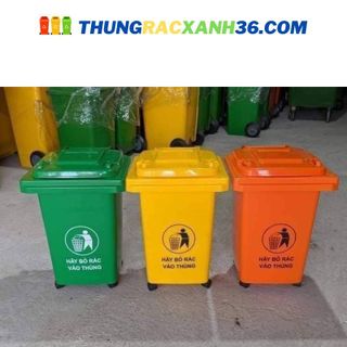 THÙNG RÁC XANH MÔI TRƯỜNG NHỰA HDPE DUNG TÍCH 30L CÓ BÁNH XE KÍCH THƯỚC 39x33x48CM.