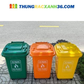 THÙNG RÁC XANH MÔI TRƯỜNG NHỰA HDPE DUNG TÍCH 30L CÓ BÁNH XE KÍCH THƯỚC 39x33x48CM.