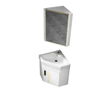 Bộ tủ lavabo treo ở góc tường tiết kiệm không gian nhưng vô cùng sang trọng