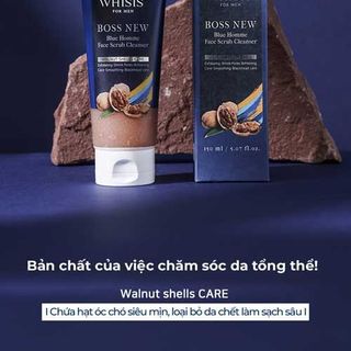 TẨY TẾ BÀO DA CHẾT KIÊM SỮA RỬA MẶT 2in1 DÀNH CHO NAM Whisis For Men Boss New Blue Homme Face Scrub Cleanser 150ml