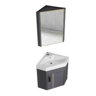 Bộ tủ lavabo treo ở góc tường tiết kiệm không gian nhưng vô cùng sang trọng