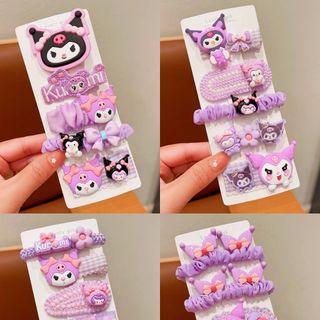Vỉ 5 kẹp cột KURUMI tím