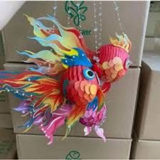 Lồng đèn LED thủ công SJJL kiểu cá koi phong cách Trung Hoa