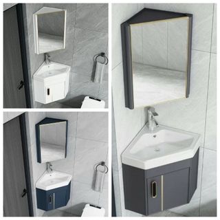 Bộ tủ lavabo treo ở góc tường tiết kiệm không gian nhưng vô cùng sang trọng giá sỉ