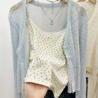 Áo thun 2 dây in hoạ tiết phối ren