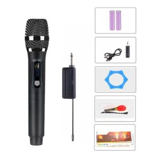 Micro Không Dây UHF hút mạnh Chuyên Dùng Cho Loa Kéo, Amply, Mixer,Soundcard livestream.. Tích Hợp Pin Sạc giá sỉ