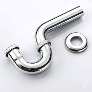Bộ xả lavabo bằng inox mạ điện kiểu chữ P màu trắng bóng với nút nhấn xả nhiều màu sắc