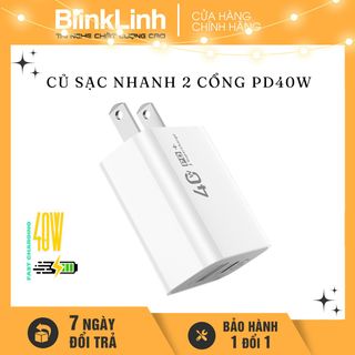 Củ cốc sạc nhanh pd40w 2 cổng Bao gồm 1 cổng USB và 1 cổng Type-C giá sỉ