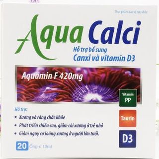 Aqua Calci - Hỗ trợ bổ sung Canxi và Vitamin D3 - hỗ trợ phát triển chiều cao, xương , răng chắc khỏe (Hộp 20 ống)