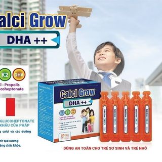 Calci Grow DHA ++ Bổ sung Canxi và các dinh dưỡng cần thiết, hỗ trợ quá trình tạo xương. Hộp 20 ống x 10ml