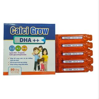 Calci Grow DHA ++ Bổ sung Canxi và các dinh dưỡng cần thiết, hỗ trợ quá trình tạo xương. Hộp 20 ống x 10ml