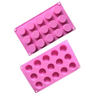 Khuôn silicon làm bánh, rau câu, bánh pudding, mousse 15 hình trụ tròn - Mã số 1016