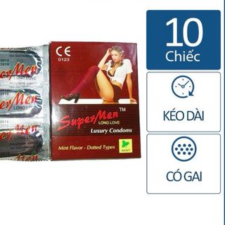 Bao cao su Super Men có gai và kéo dài thời gian 1 lốc 12 hộp 120 cái