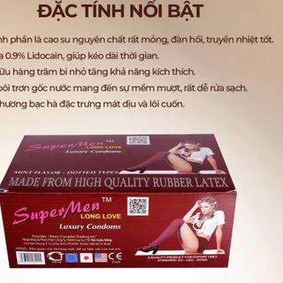 Bao cao su Super Men có gai và kéo dài thời gian 1 lốc 12 hộp 120 cái