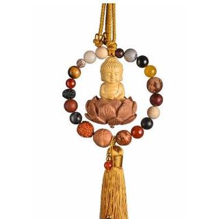 Khánh Phật Bình An Treo Xe - Dây Khánh Gỗ Hoàng Dương Quan Âm Hoa Sen Vòng Gỗ Hoàng Liên Thu Hút Tài Lộc Và May Mắn