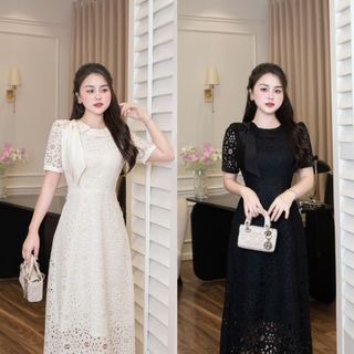 Đầm ren cổ nơ D2401008